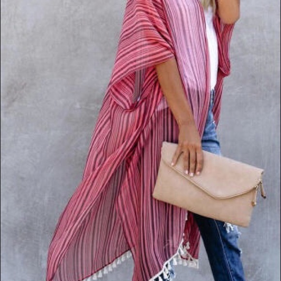 NEW‼️STRIPED MAROON PICK- kimono - Picture 5 of 6